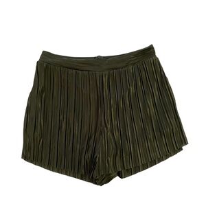 Sage Satin Pleated Dress Olive Shorts Women